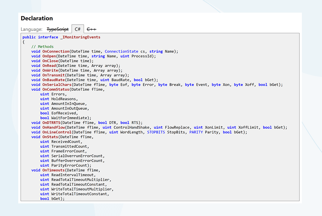 Serial Port Monitoring Control 界面截图